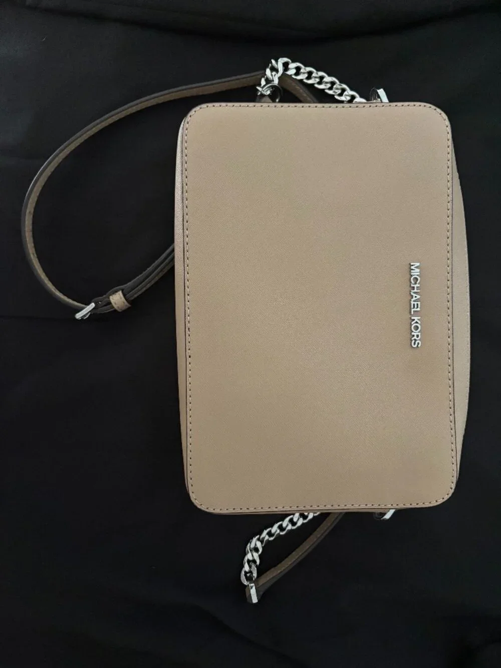 Michael Kors Jet Set East West Crossbody Bag Blush Saffiano Leather Silver